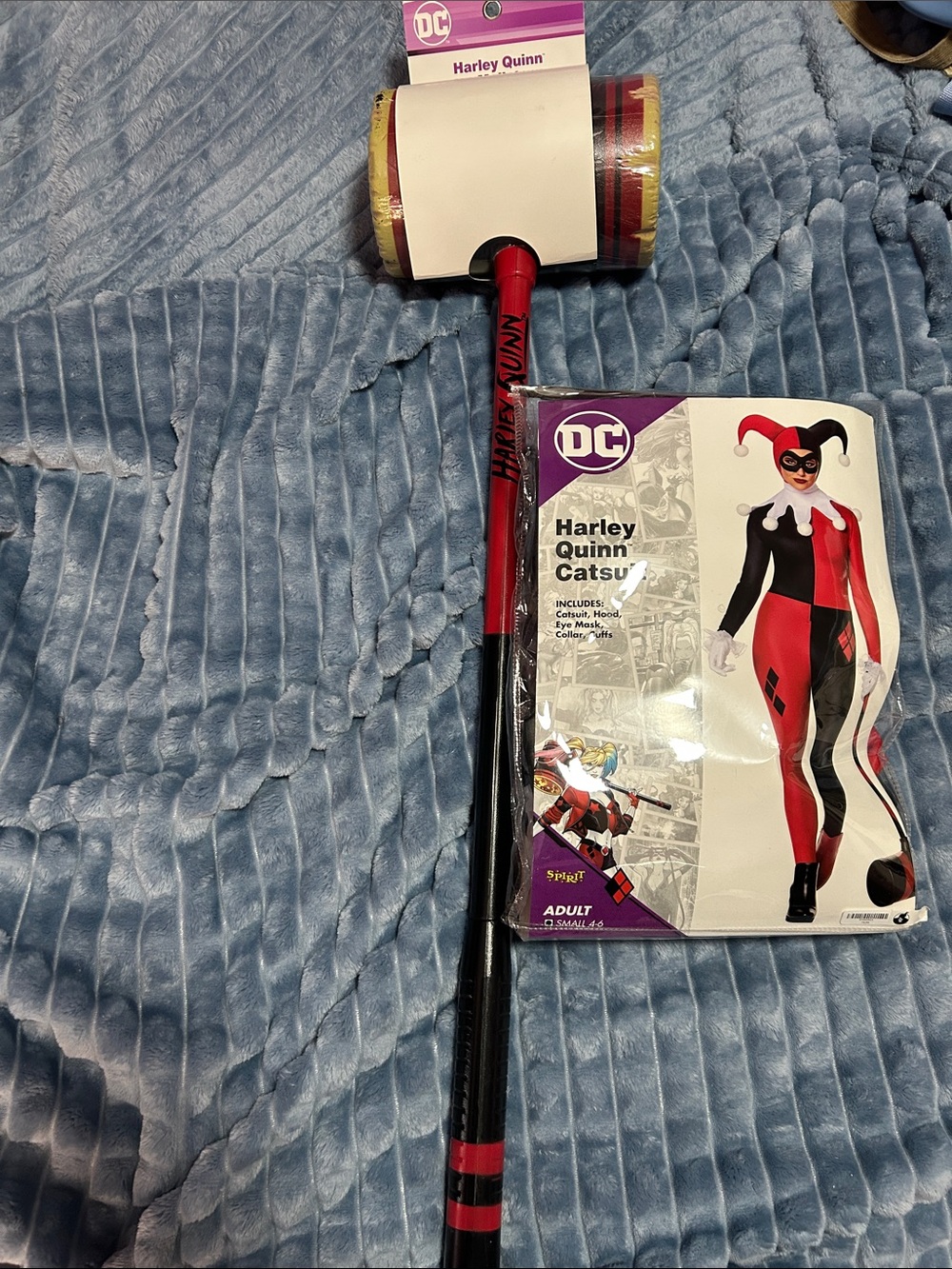 DC Harley Quinn Red and Black Jester Catsuit Costume - Picture 5 of 6